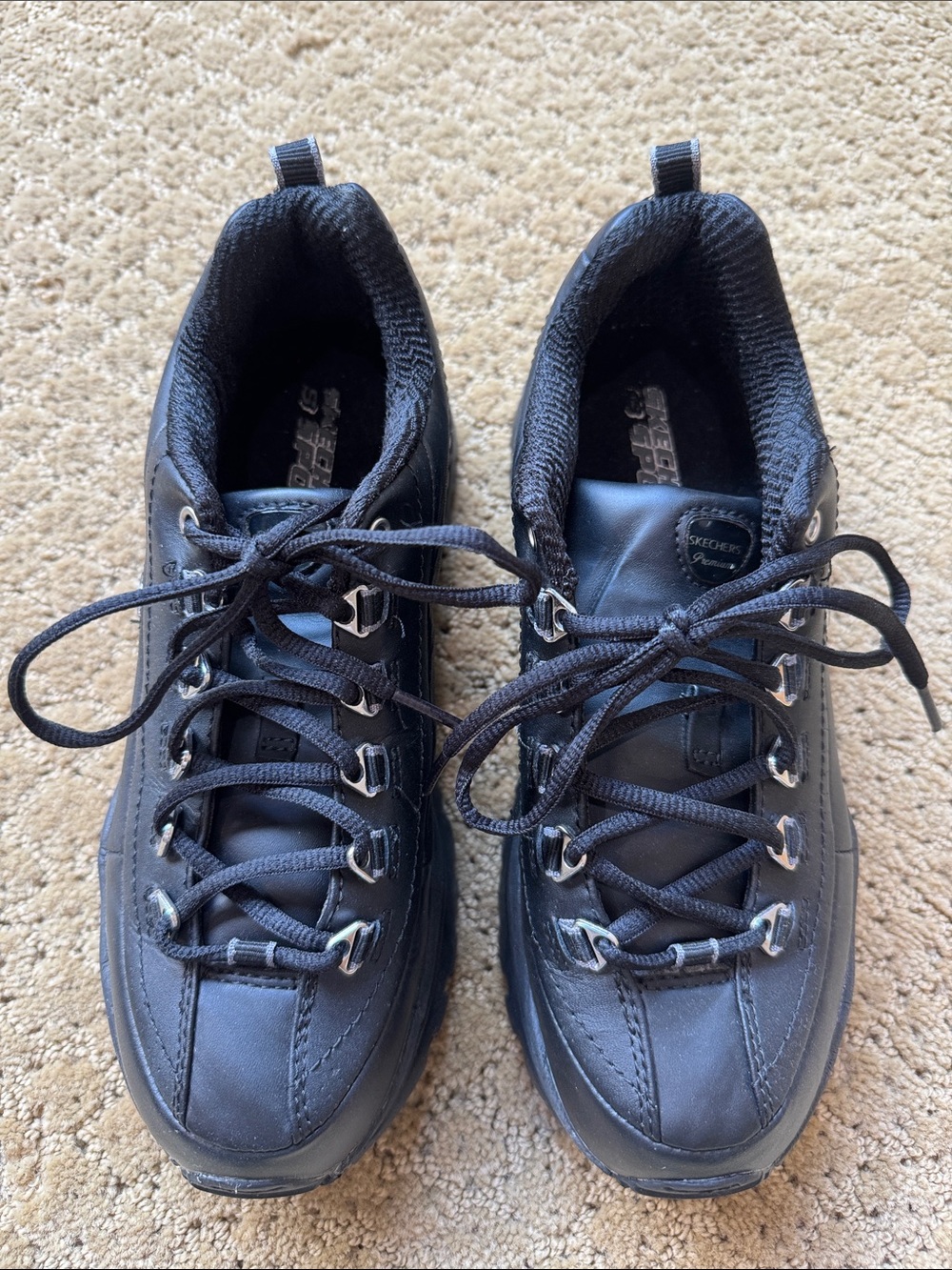 Skechers Women’s Black Lace-Up Comfort Sneakers